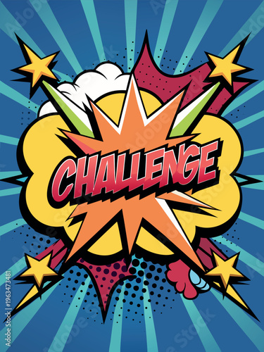 Comic versus background with challenge frame illustration