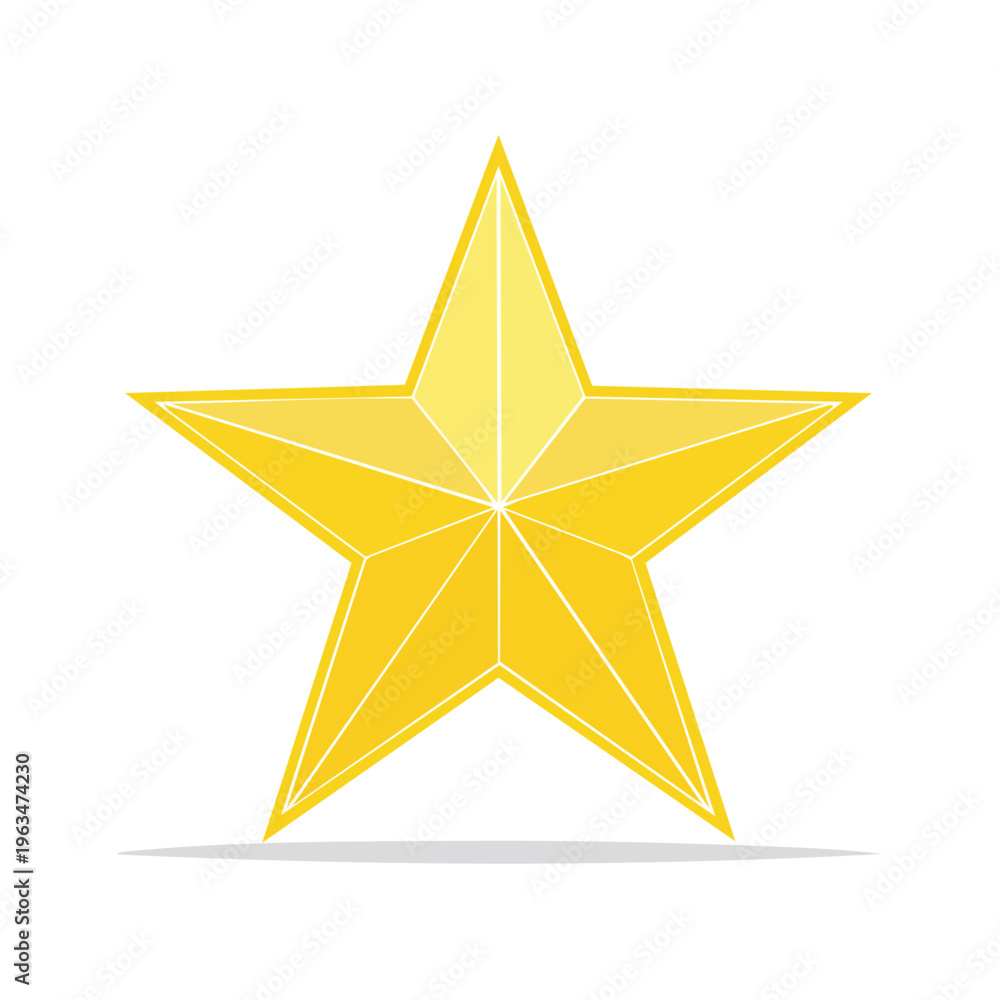 Fototapeta premium Shiny Golden Five Pointed Star Illustration With Gradient Shine Effect
