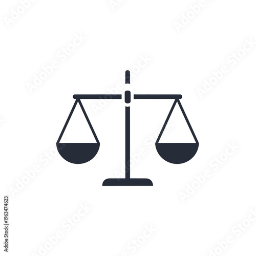 Simple balance scales of justice icon on white background