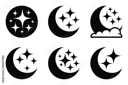 Collection of Moon and Star for Night Sky and Celestial Themes