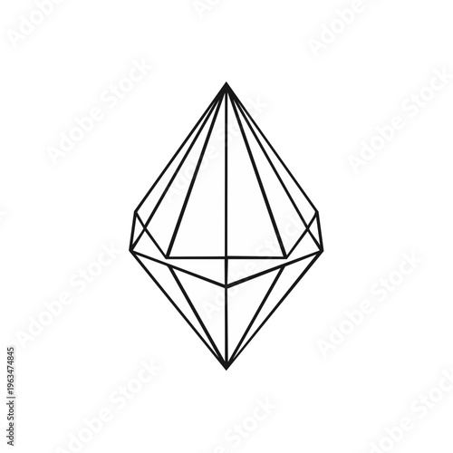 Geometric diamond shape line art symbol isolated on white background