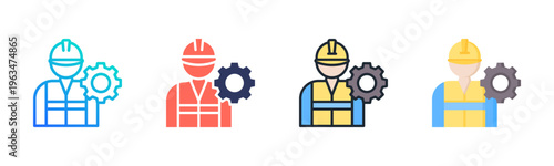Contractor Icon Set Vector Collection Isolated In Black And White