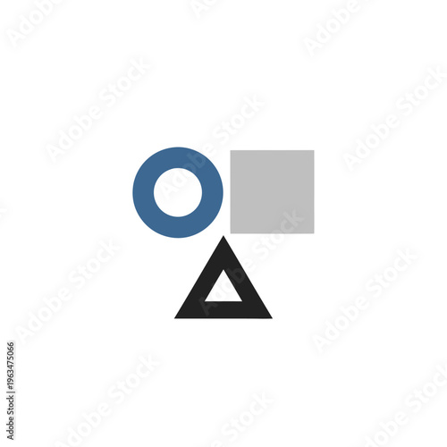 Three basic geometric shapes in a minimalist abstract arrangement