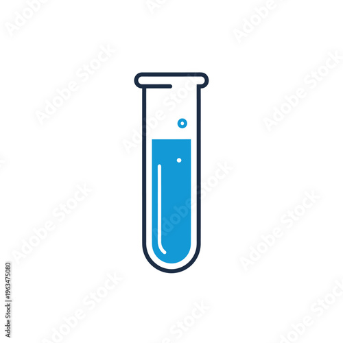 Test tube with blue liquid for laboratory research icon