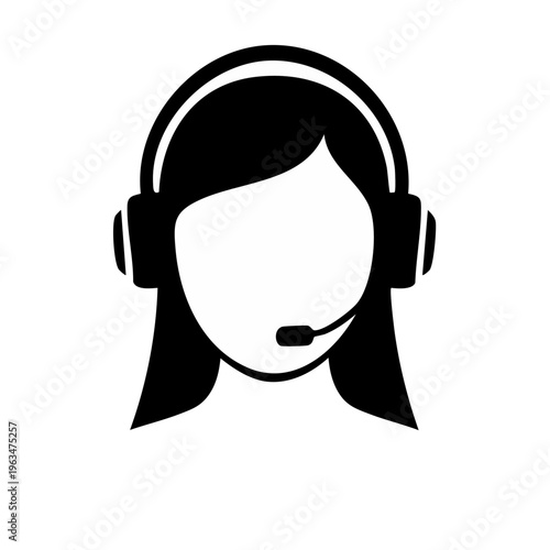 Customer service agent illustration with headset and microphone for support and communication