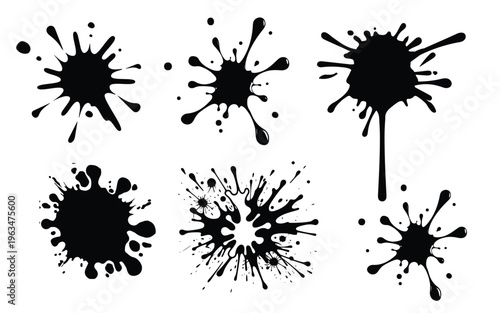 exploding ink splatter bursts vector illustration flat design