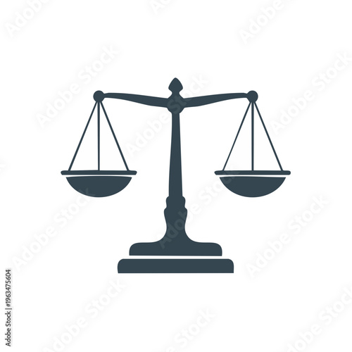 Illustration of classic balance scales symbol of justice and law