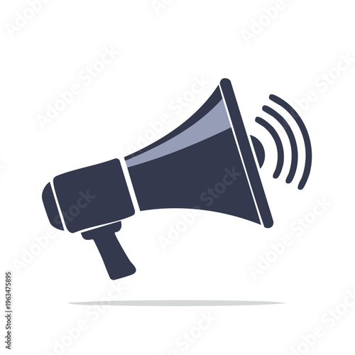 Dark Blue Megaphone Device Sound Waves Amplification Communication Announcement
