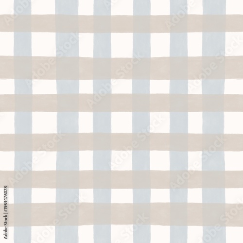 Blue and Beige Plaid Seamless Pattern Soft Neutral Watercolour Check