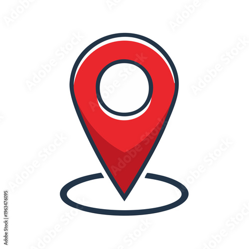 Red map pin icon with a circular outline on a white background symbolizing location or destination Free Download Red map pin icon with a circular outline on a white background symbolizing location or destination - GFXLoad