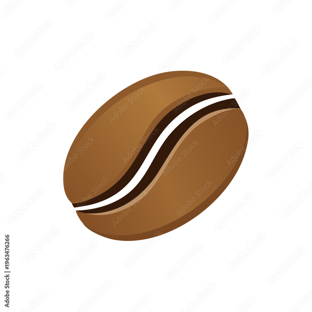 Obraz premium Stylized brown coffee bean with a smooth curved fissure and white highlight