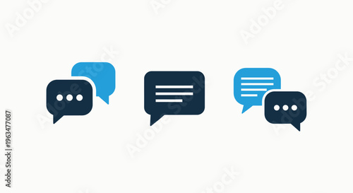 Vector icons of speech bubbles, representing communication, messaging, and online chat concepts, isolated on white background, speech bubble