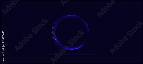 Neon futuristic 3d sphere of blue and purple glowing digital waves and particles. fallowing light bulb with alpha channel