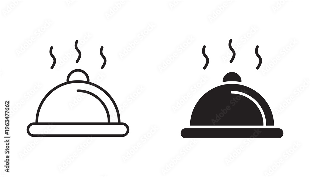 Fototapeta premium Black and white line art icon set depicting various foods, fast food, noodles, healthy options. Editable lines.