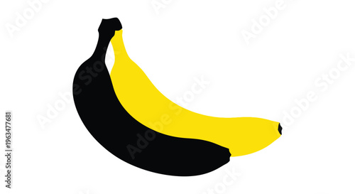 Stylized yellow banana partially obscured by a black shape silhouette