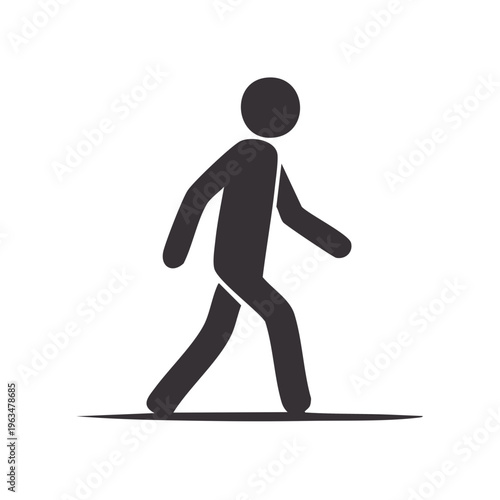 Silhouette of a person walking forward in a stylized flat icon design