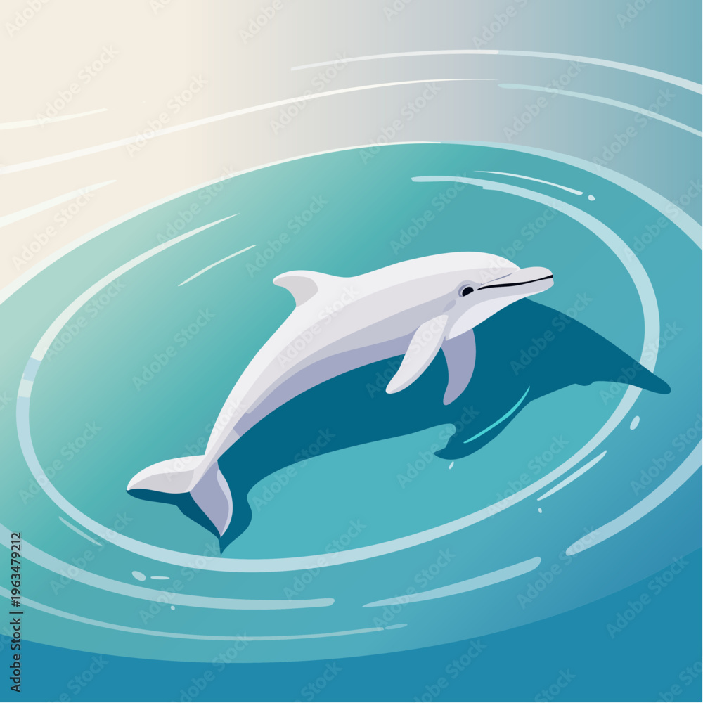 Obraz premium Dauphin nageant sous l’eau – illustration marine apaisante et vie océanique