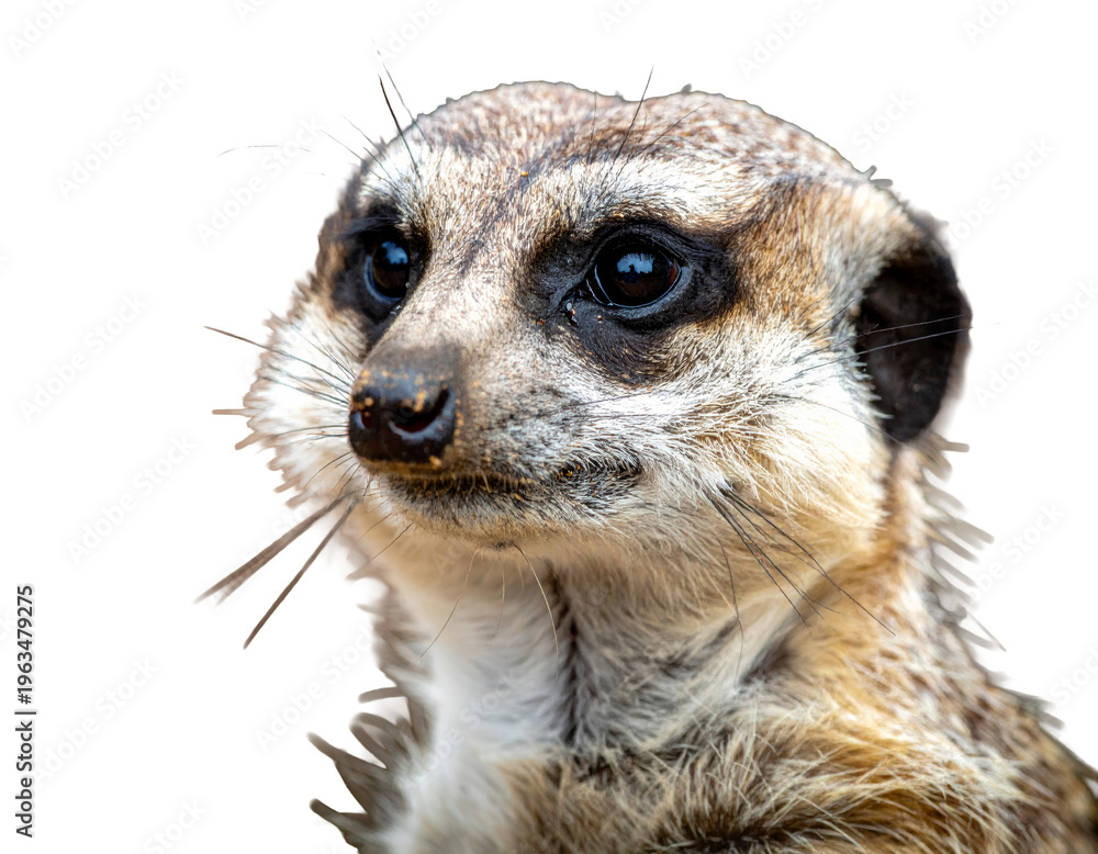 Fototapeta premium Meerkat Suricata suricatta standing watchful, observing surrounding environment in wildlife