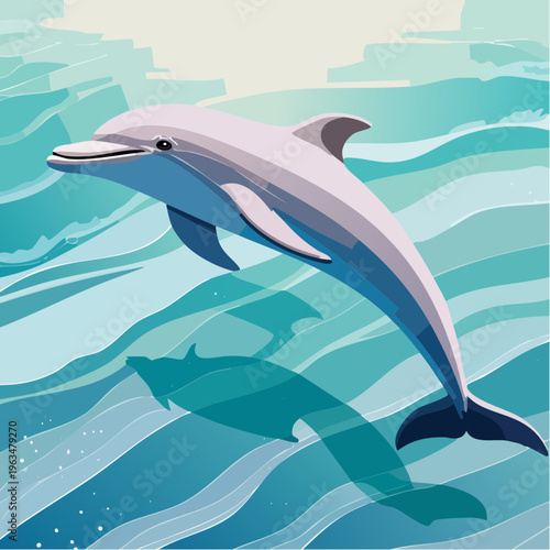 Dauphin nageant sous l’eau avec rayons de lumière