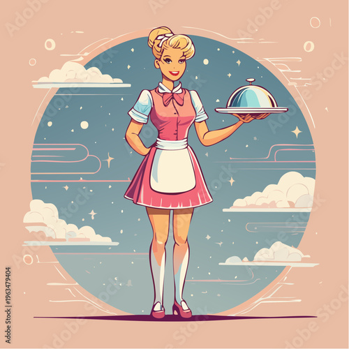 Serveuse rétro style diner américain années 50