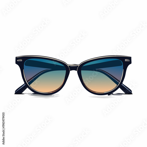 Lunettes de soleil dégradées bleu‑orange sur fond clair
