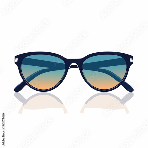 Lunettes de soleil dégradées bleu‑orange sur fond clair