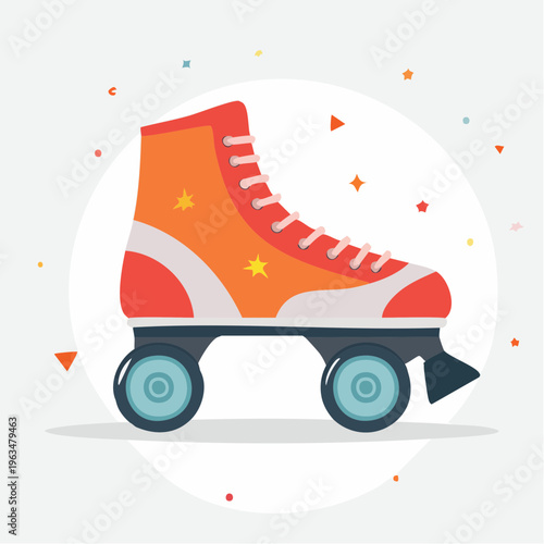 Patin à roulettes rétro – illustration colorée et ludique