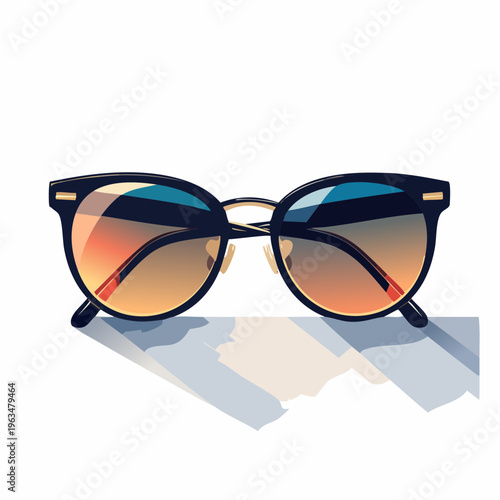 Lunettes de soleil dégradées bleu‑orange sur fond clair