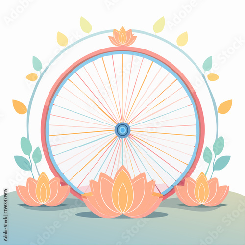 Roue de vélo décorée de motifs floraux – illustration artistique