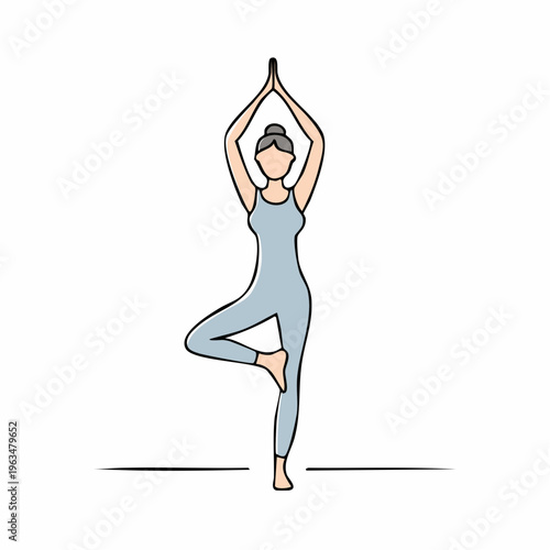 Posture de yoga – position de l’arbre en illustration minimaliste