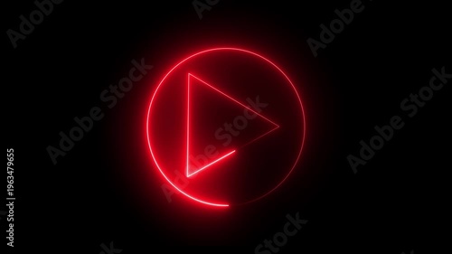  Neon Play Button Icon - Glowing Media Start and Digital Technology Concept