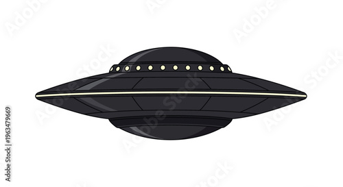 A classic flying saucer illustration against a plain white background