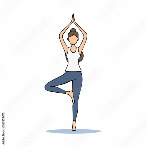 Posture de yoga – position de l’arbre en illustration minimaliste