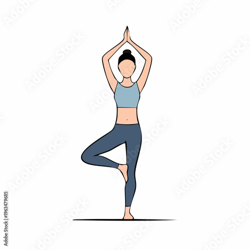 Posture de yoga – position de l’arbre en illustration minimaliste