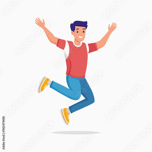 Personnage cartoon sautant de joie – Illustration dynamique et colorée