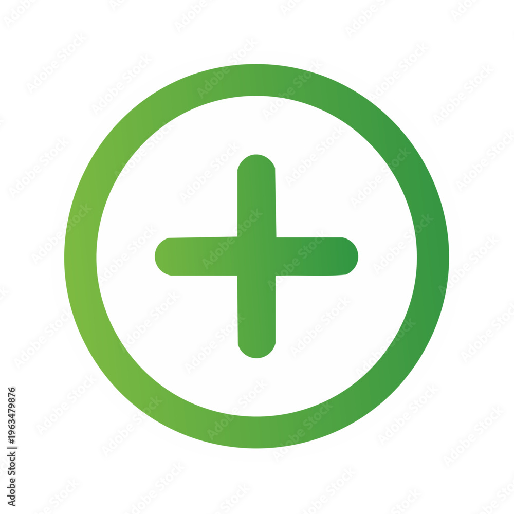 Obraz premium Green Plus Sign Inside Circle Icon Symbol