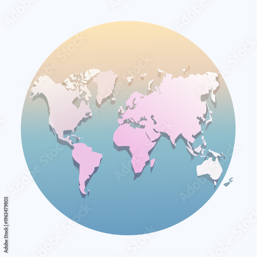 Carte du monde moderne en dégradé pastel
