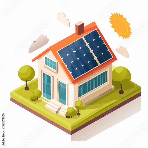 Maison moderne écologique avec panneaux solaires