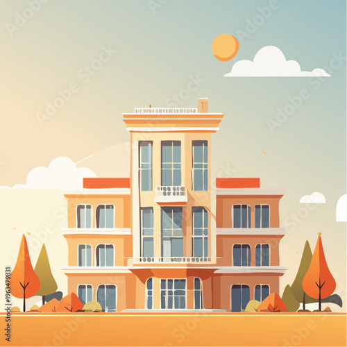 Immeuble moderne en architecture contemporaine