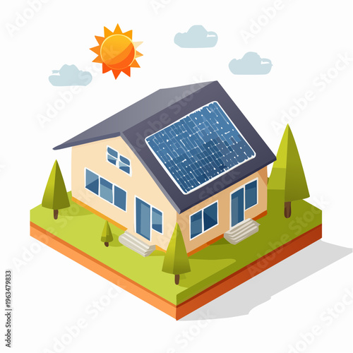 Maison moderne écologique avec panneaux solaires