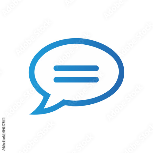 Blue gradient speech bubble icon with horizontal lines representing text or message