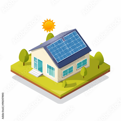 Maison moderne écologique avec panneaux solaires