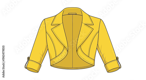 A yellow bolero jacket fashion illustration with a tailored design