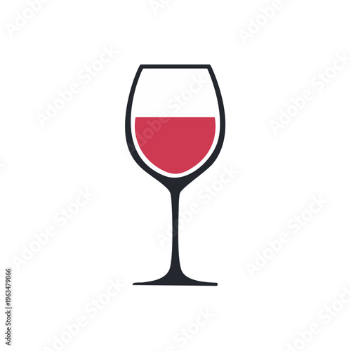 Elegant wine glass filled with deep red wine isolated on white background
