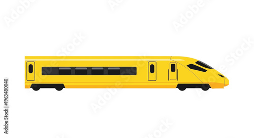 A bright yellow high speed passenger train viewed from the side