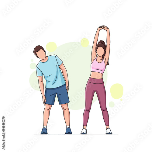 Couple stretching together before workout.