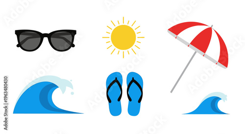 Summer Beach Essentials Minimal Vector Collection