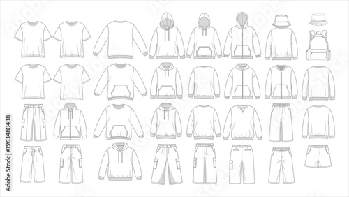 Clothing Mockup Set Apparel Vector Templates Bundle – Streetwear Tech Pack and Fashion Brand Mockups