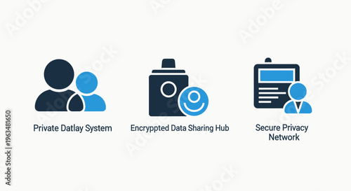 Data privacy system, transfer hub, and secure network icons for information security