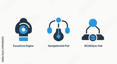 Navigation and communication hub icons: location, connection, and data sync symbols for technology and systems concepts
